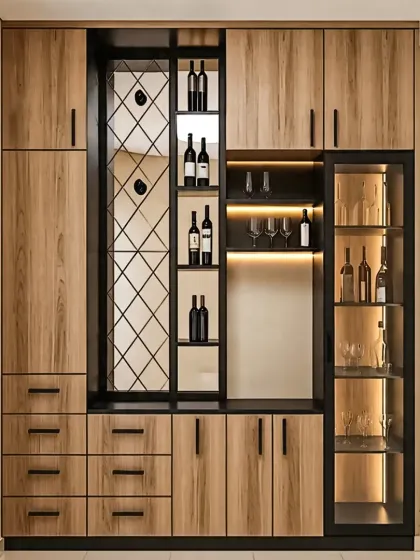 Home Interior - Living Room & Entertainment Unit Design Custom Bar & Crockery Cabinets photo 3