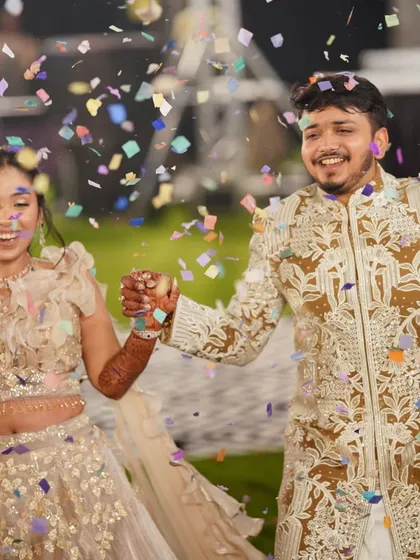 A shower of confetti for the happy couple. We love adding these elements of fun and celebration to the reception festivities.