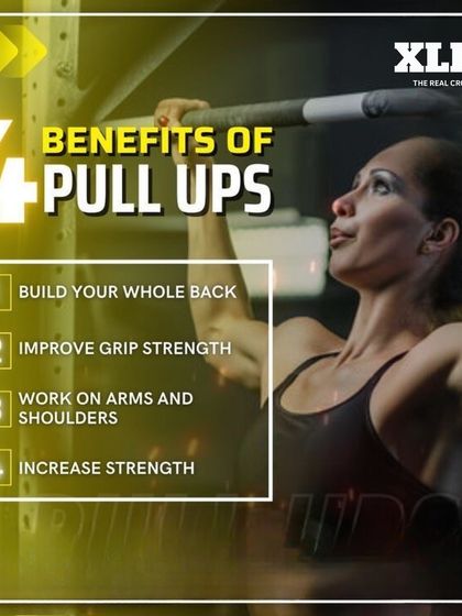 Here are 4 benefits of pull ups. They build your whole back, improve grip strength, work your arms and shoulders, and increase overall strength.