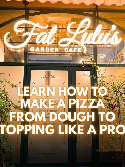 My workshops teach you the entire process, from dough to topping, right here at the Fat Lulu's Garden Cafe. It's a complete A to Z pizza making course.