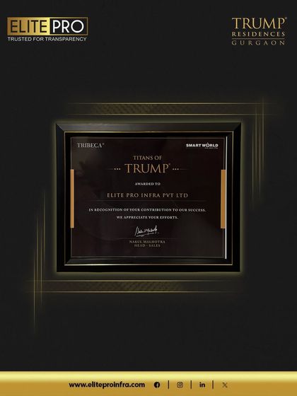 The 'Titans of Trump' certificate, awarded for our significant contribution to the success of Trump Residences Gurgaon. We value these acknowledgments of our team's hard work.