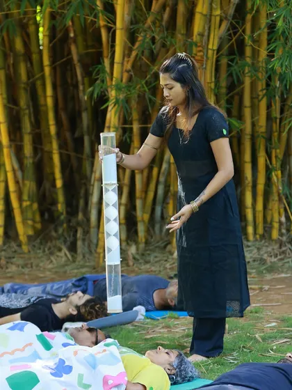 During a wellness festival, I use a large rainstick to simulate the soothing sound of falling rain. This ancient instrument is wonderful for calming the nervous system and washing away stress as participants lie back and absorb the natural soundscape.