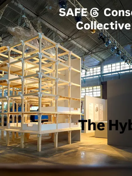 This is 'The Hyber', a 1:5 scale model of a six-story hybrid timber building I developed. Exhibited at the Godrej Conscious Collective, it showcases a glue-free timber construction system inspired by indigenous techniques from Northeast India, designed for a sustainable, low-carbon future.