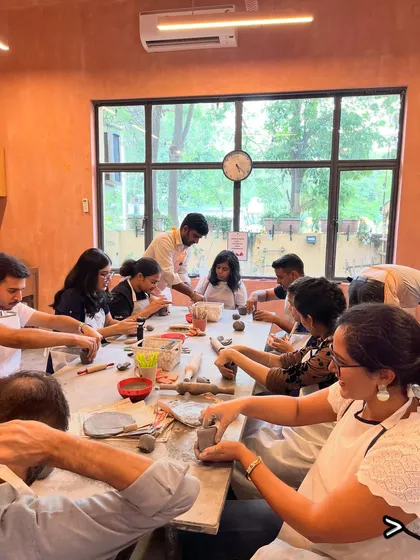 A full table of happy creators is our favorite sight. Our workshops are designed to be social and supportive, with our instructors guiding you every step of the way. It's a space to learn, laugh, and make things together.