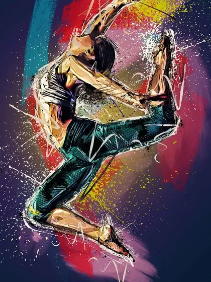 An artistic rendering of a dancer in motion. This represents the power, grace, and energy we strive for in our classes.