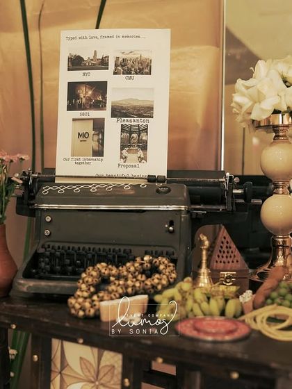 A vintage corner with a typewriter and other antique items, creating a nostalgic and personal atmosphere.