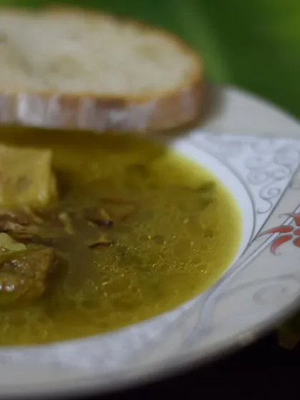 Aalni is a mutton soup that was my Aai's go-to remedy for a cold. Made with turmeric and fresh ginger-garlic paste, it's a tasty medicine that I now cook for comfort.