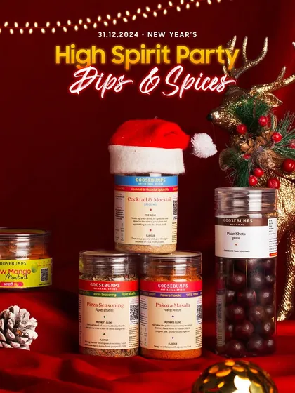 Our High Spirit Party Dips & Spices combo, curated for an unforgettable New Year's Eve. This festive set includes everything you need to add a dash of excitement to your beverages and sides.