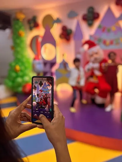 A parent captures the magical moment of her kids meeting Santa Claus at our Christmas event. These are the memories that last a lifetime.