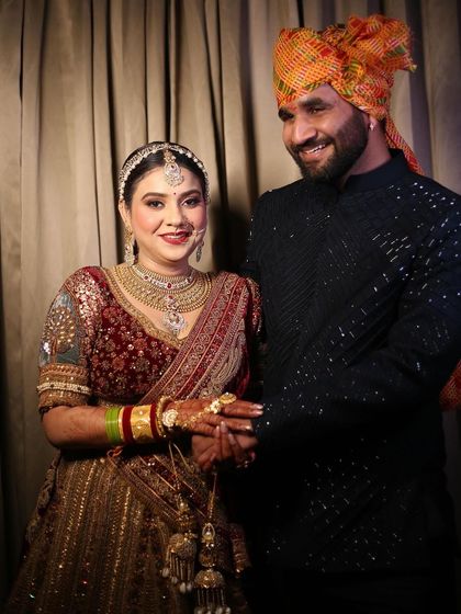 A happy couple portrait. My bride Bharti with her husband, looking so joyful.