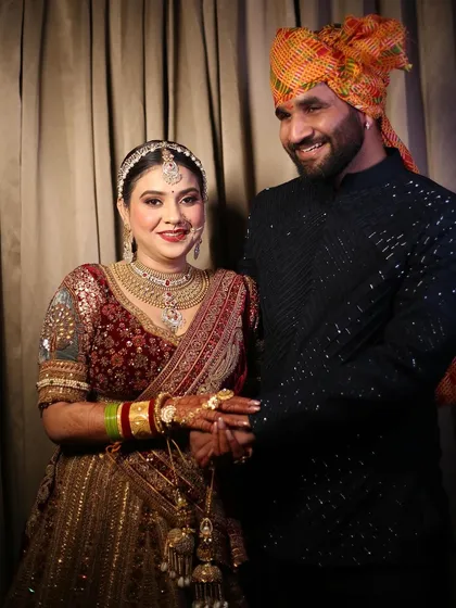 A happy couple portrait. My bride Bharti with her husband, looking so joyful.