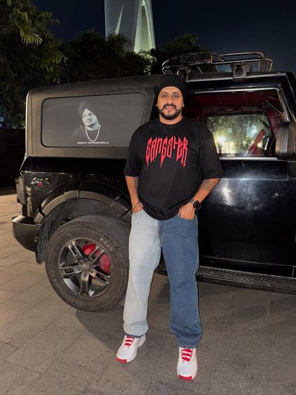 Posing with my Thar, which has a tribute to the legend Sidhu Moosewala, before a Sunday night reception gig.