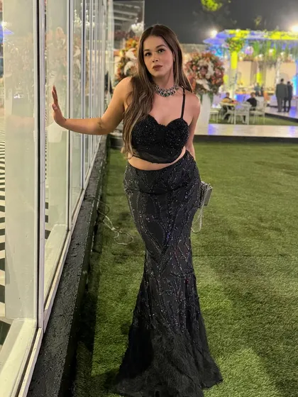 The wedding season means getting ready like a maharani to do the hard work of an emcee. This black sequin gown is my uniform for a night of glamour and hosting.