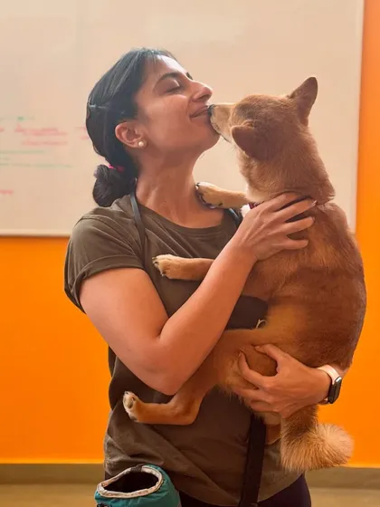 A sweet kiss from a happy pup. It can be exhausting being this adorable!