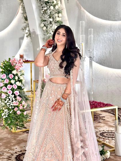 My client Chahat with her mesmerizing green eyes, looking stunning for a family wedding event.