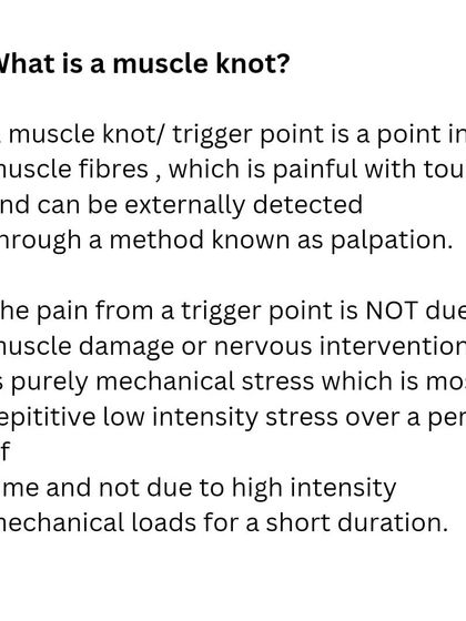 What is a muscle knot? It's a painful point caused by repetitive, low intensity mechanical stress over time, not from a single high intensity lift.