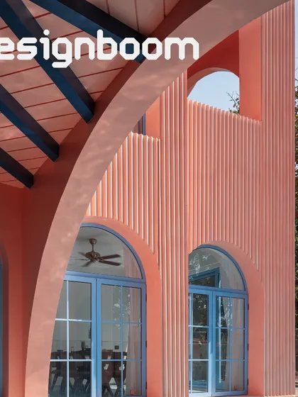 A detail shot from the Designboom feature on Baia Villas. The article celebrated the project's modern reinterpretation of Portuguese heritage, highlighting the interplay of form, color, and texture.