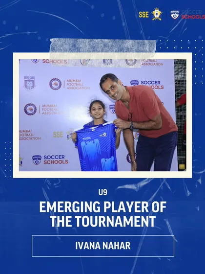 Celebrating our future stars. Ivana Nahar from our U9 squad is recognized as the 'Emerging Player of the Tournament' at the SSE BFC Champions League.