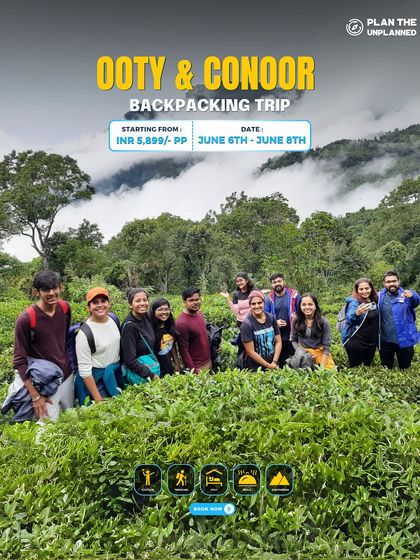 A group photo amidst the tea plantations of the Nilgiris. Our Ooty & Coonoor trip is a refreshing escape into the hills.