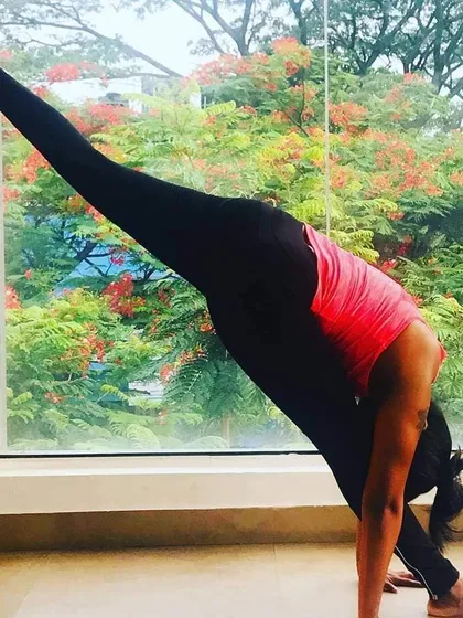 The goal of every asana is "Sthira sukham asanam," meaning the posture should be steady and comfortable. This advanced leg extension demonstrates that it's not just about how far you can bend, but about finding ease and stability within your own body.