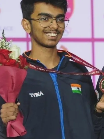 This is the moment of victory. Our shooter, Srijay T R, after winning a silver medal at the 14th Asian Shooting Championships. We train athletes for success on the international stage.