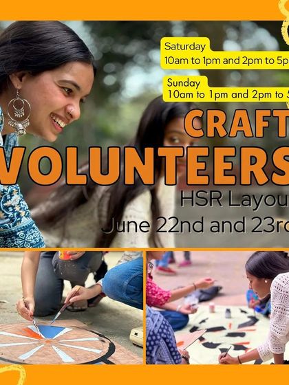 A call for craft volunteers! Join us in HSR Layout to create educational materials. We have morning and afternoon slots on both Saturday and Sunday.