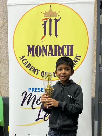 Age is no barrier to success at our academy. Here is 7-year-old Arjun, who proudly finished as the runner-up in the U11 category at the Monarch League. We nurture talent from a very young age.