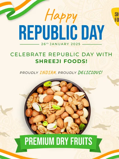Proudly Indian, proudly delicious. Celebrate Republic Day with my premium dry fruits. A healthy way to honor our nation.