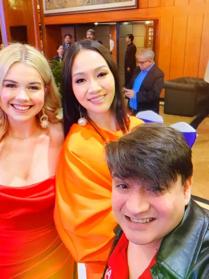 A selfie with international guests at the 71st Miss World 2024. It was a privilege to be part of this historic event.