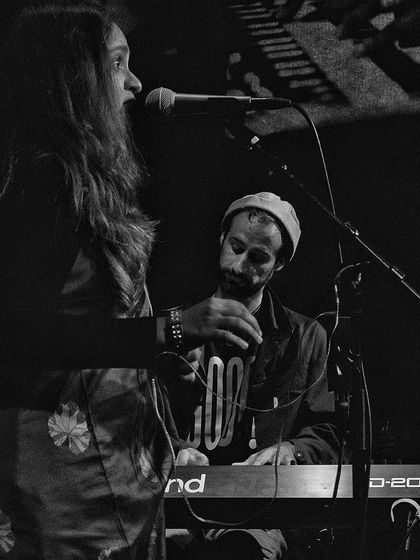 Another angle from our Nublu performance, showing the close connection between the musicians on a small stage.