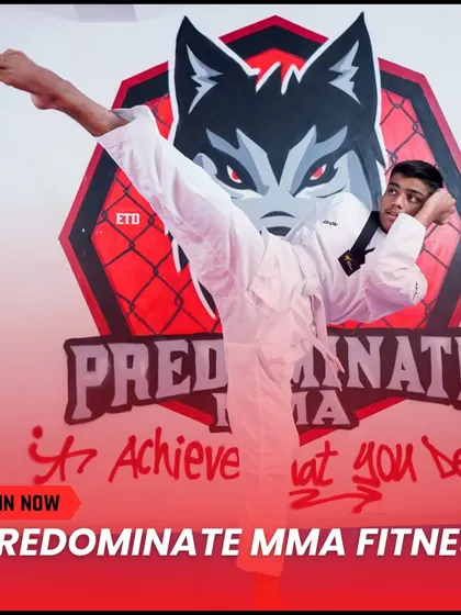 Nothing is over until you stop trying. A student showcases a perfect high kick, demonstrating the flexibility and discipline honed through Taekwondo training.