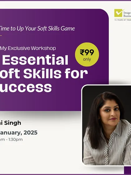 Are you ready to elevate your career? Join my exclusive workshop on the '7 Essential Soft Skills for Success'. For a small investment, you'll gain the confidence and communication tools needed to truly shine in your professional life.