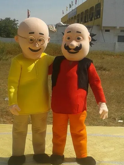 Your kids' favorite duo from Furfuri Nagar, Motu and Patlu. I provide both character mascot costumes together for a complete themed experience.