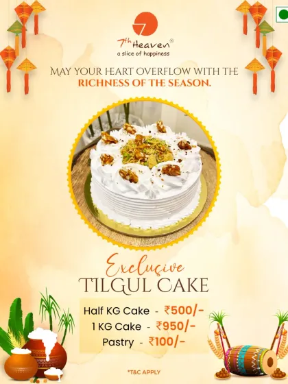Celebrate the sweetness of Makar Sankranti with our exclusive Tilgul Cake. This festive cake combines the traditional flavors of sesame and jaggery in a modern dessert form.