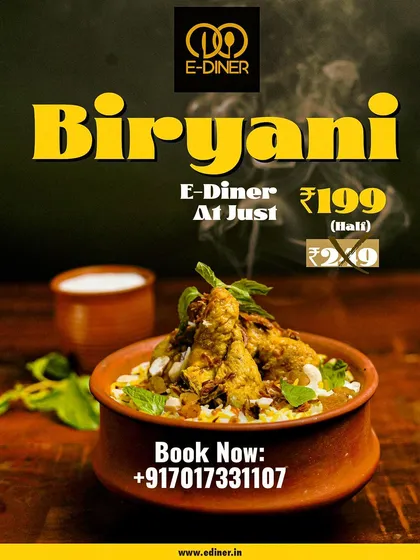 Craving biryani? My regular customers get access to special offers like this Biryani-E-Diner, a full half-kilogram of authentic, flavorful biryani at a great price.