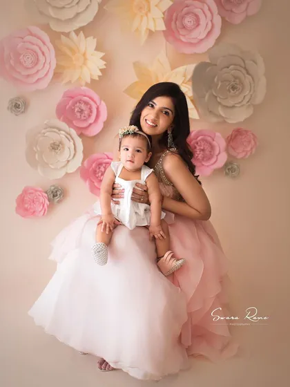 A gorgeous mother-daughter portrait from a session with a long-time client. The soft pinks and beautiful outfits made this shot extra special.