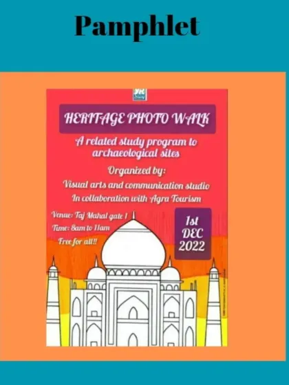 This pamphlet for a heritage photo walk is another practical design project. Students learn about information hierarchy and layout for print media.