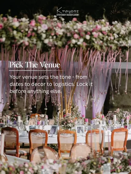 Pick the venue first. Your venue sets the tone for everything, from dates to decor to logistics. Lock it in before anything else.