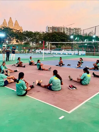 Our youth team stretching together after a tough practice session. We teach the importance of proper recovery and injury prevention.