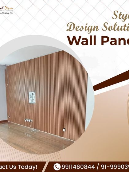 This image shows a stylish design solution using our wall panels in an empty room. The vertical louvers are ready to become a stunning feature wall, demonstrating how easily they can elevate a space before furniture is even added.