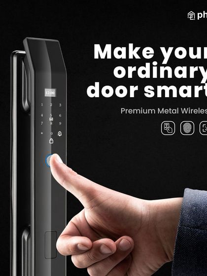 I can make your ordinary door smart. This premium metal wireless lock is operated with a simple touch, using advanced biometrics to provide secure, key-free access.