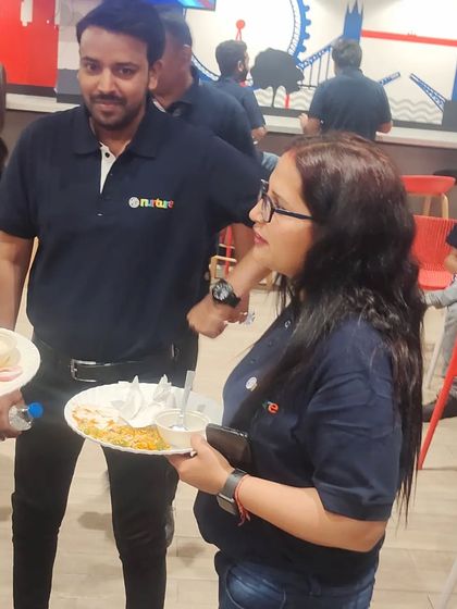We also handle corporate events. Here are employees from a company enjoying our food during their office party.