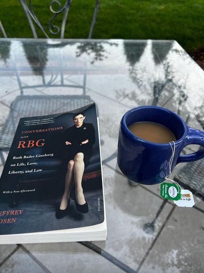 Reading "Conversations with RBG" by Jeffrey Rosen. It's an excellent collection of interviews that reveals her thoughts on life, liberty, and the law.