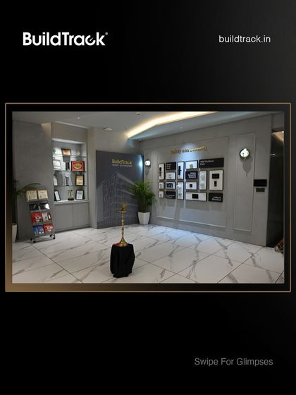 The awards and product display wall at our Mohali Experience Centre. This space showcases our history of innovation and our wide range of smart switches.