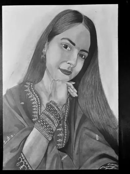 An A4 portrait order from Mumbai. The intricate bangles and the embroidery on her dress were details I spent extra time on to get just right.