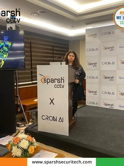 My VP R&D, Ms. Malvika Pathak, speaking at the Sparsh x Cron AI launch event. She detailed our unique, holistic, Made in India value chain.