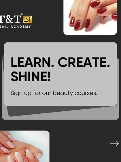 Learn, Create, Shine. This is our motto at the T&T Nail Academy. We invite you to sign up for our beauty courses and begin your journey to becoming a skilled, confident, and successful artist in the beauty industry.