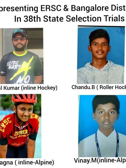 Announcing our skaters representing the club in various disciplines at the 38th state selection trials, including inline hockey, roller hockey, and inline-alpine.