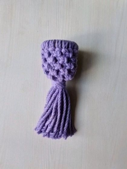 The purple mini plant hanger, a cute and low-maintenance decor piece.