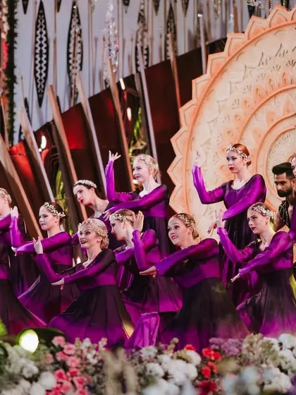 The scale of our productions is what sets us apart. This performance featured our troupe of international dancers in perfectly coordinated costumes, showcasing the elegance and professionalism we bring to the stage.